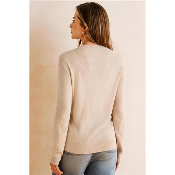Women's Wool Blended Cardigan Sweaters Lightweight Apricot - Picture 5 of 6